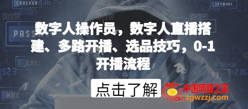 数字人操作员，数字人直播搭建、多路开播、选品技巧，0-1开播流程,数字人操作员，数字人直播搭建、多路开播、选品技巧，0-1开播流程,数字,直播,流程,第1张