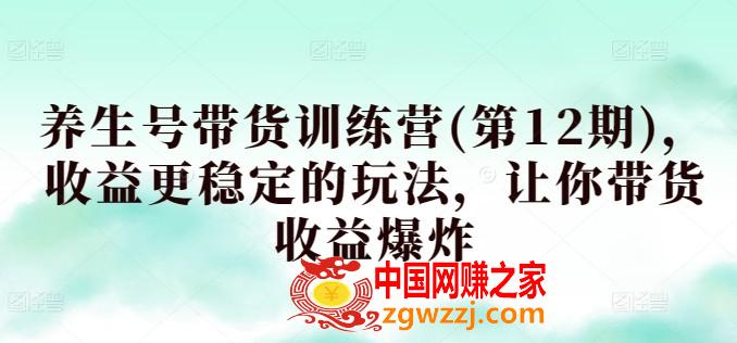 养生号带货训练营(第12期)，收益更稳定的玩法，让你带货收益爆炸,养生号带货训练营(第12期)，收益更稳定的玩法，让你带货收益爆炸,分享,第1张