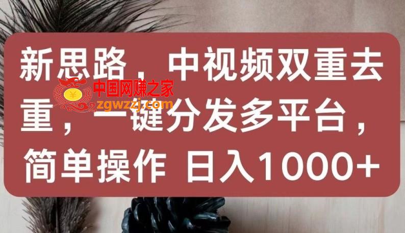 新思路，中视频双重去重，一键分发多平台，简单操作，日入1000+【揭秘】,新思路，中视频双重去重，一键分发多平台，简单操作，日入1000+【揭秘】,学习,软件,项目,第1张