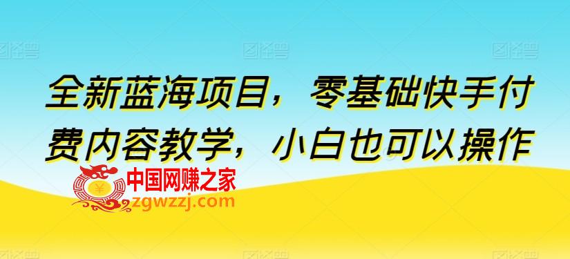 全新蓝海项目，零基础快手付费内容教学，小白也可以操作【揭秘】