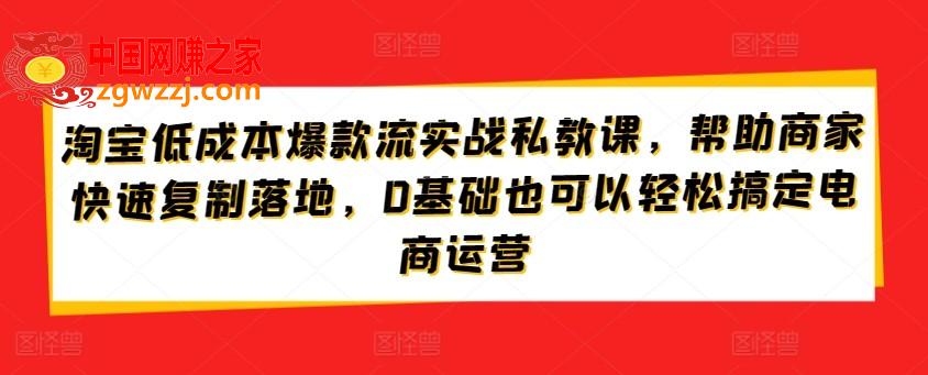 淘宝低成本爆款流实战私教课，帮助商家快速**落地，0基础也可以轻松搞定电商运营,淘宝低成本爆款流实战私教课，帮助商家快速**落地，0基础也可以轻松搞定电商运营,玩法,.mp4,推广,第1张