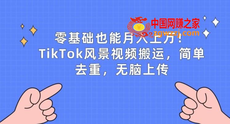 零基础也能月入上w，TikTok风景视频搬运，简单去重，无脑上传【揭秘】