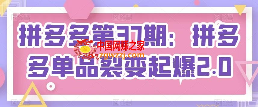 拼多多第37期：拼多多单品裂变起爆2.0