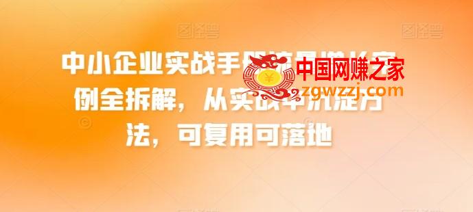 中小企业实战手册流量增长案例全拆解，从实战中沉淀方法，可复用可落地