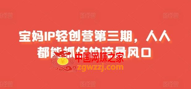 宝妈IP轻创营第三期，人人都能抓住的流量风口