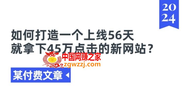 某付费文章《如何打造一个上线56天就拿下45万点击的新网站?》