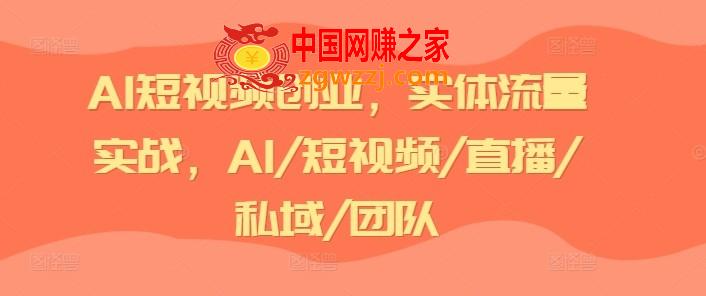 AI短视频创业，实体流量实战，AI/短视频/直播/私域/团队