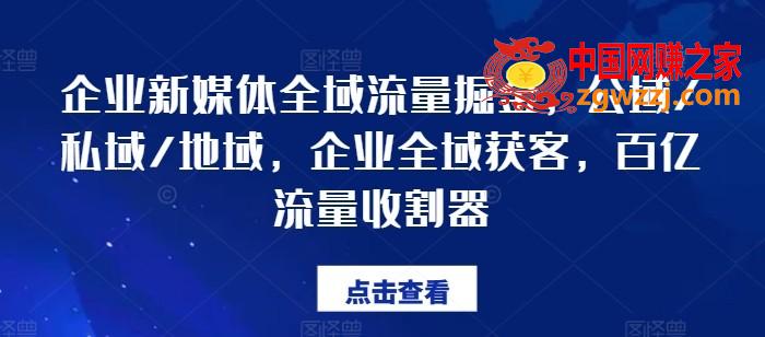 企业新媒体全域流量掘金，公域/私域/地域，企业全域获客，百亿流量收割器