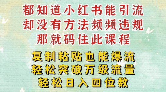 小红书靠**粘贴一周突破万级流量池干货，以减肥为例，每天稳定引流变现四位数【揭秘】